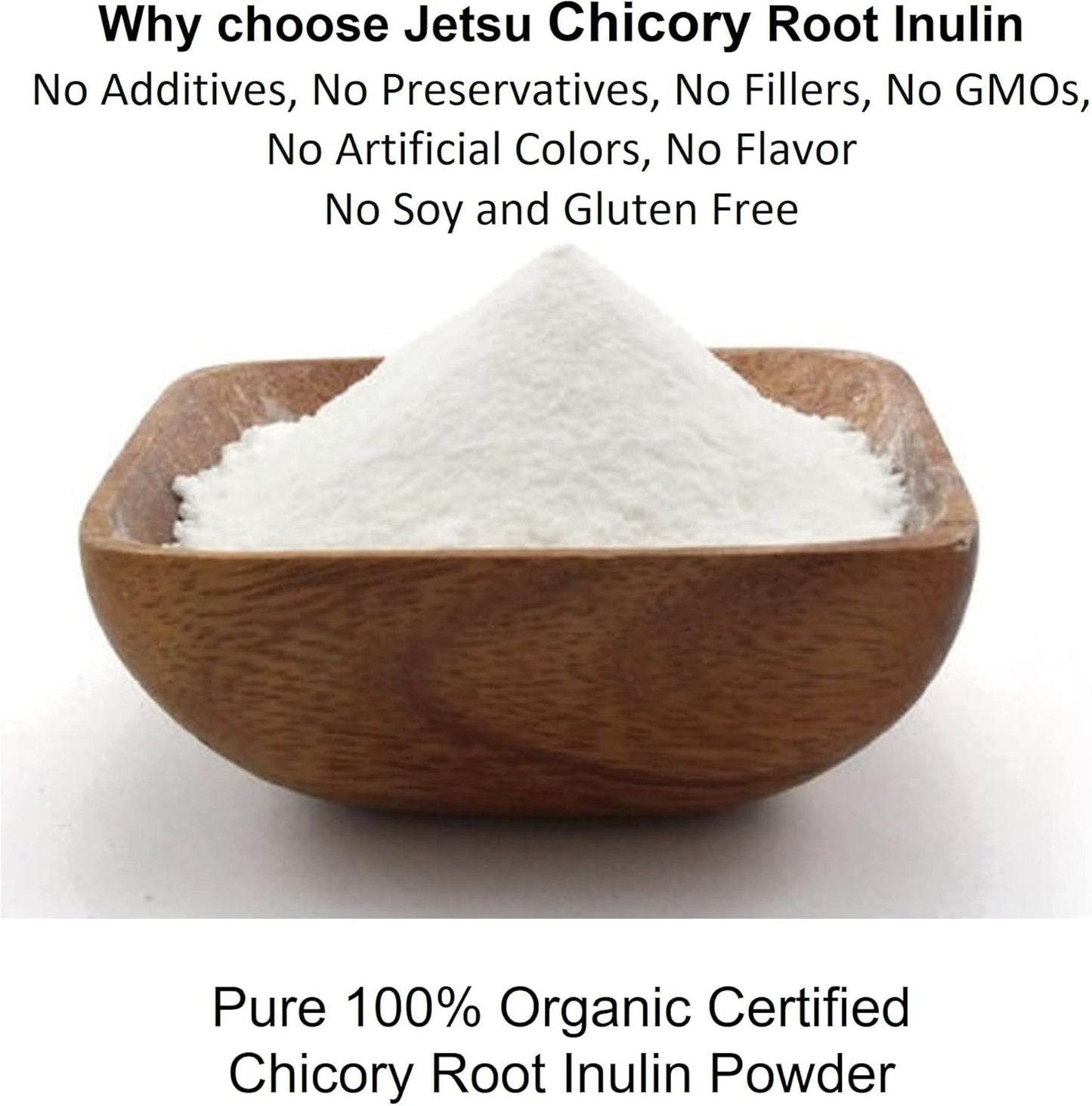 Organic Chicory Root Inulin Powder - Soluble Fiber Prebiotic for Gut Health, Calcium Absorption, Friendly Bacteria, 8oz