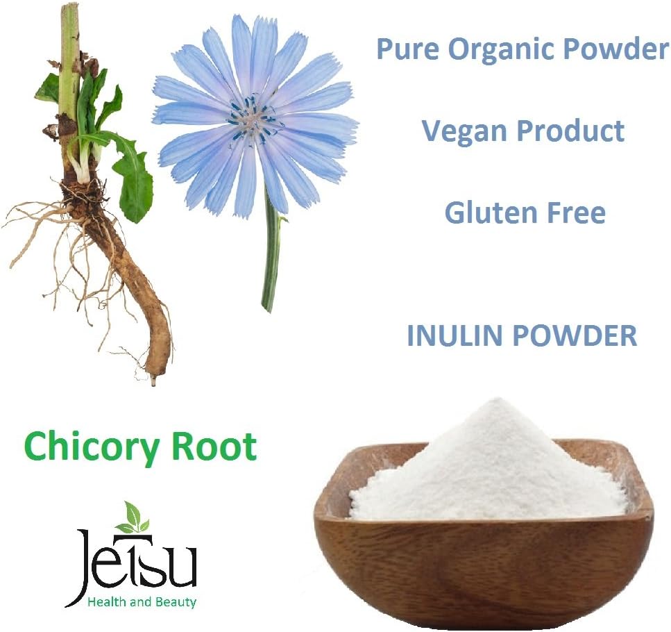 Organic Chicory Root Inulin Powder - Soluble Fiber Prebiotic for Gut Health, Calcium Absorption, Friendly Bacteria, 8oz