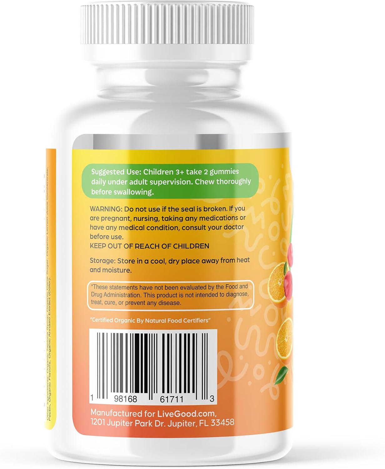 Organic Children's Multivitamin Gummies with Vitamin C & Zinc - Citrus Flavor, 60 Gummies