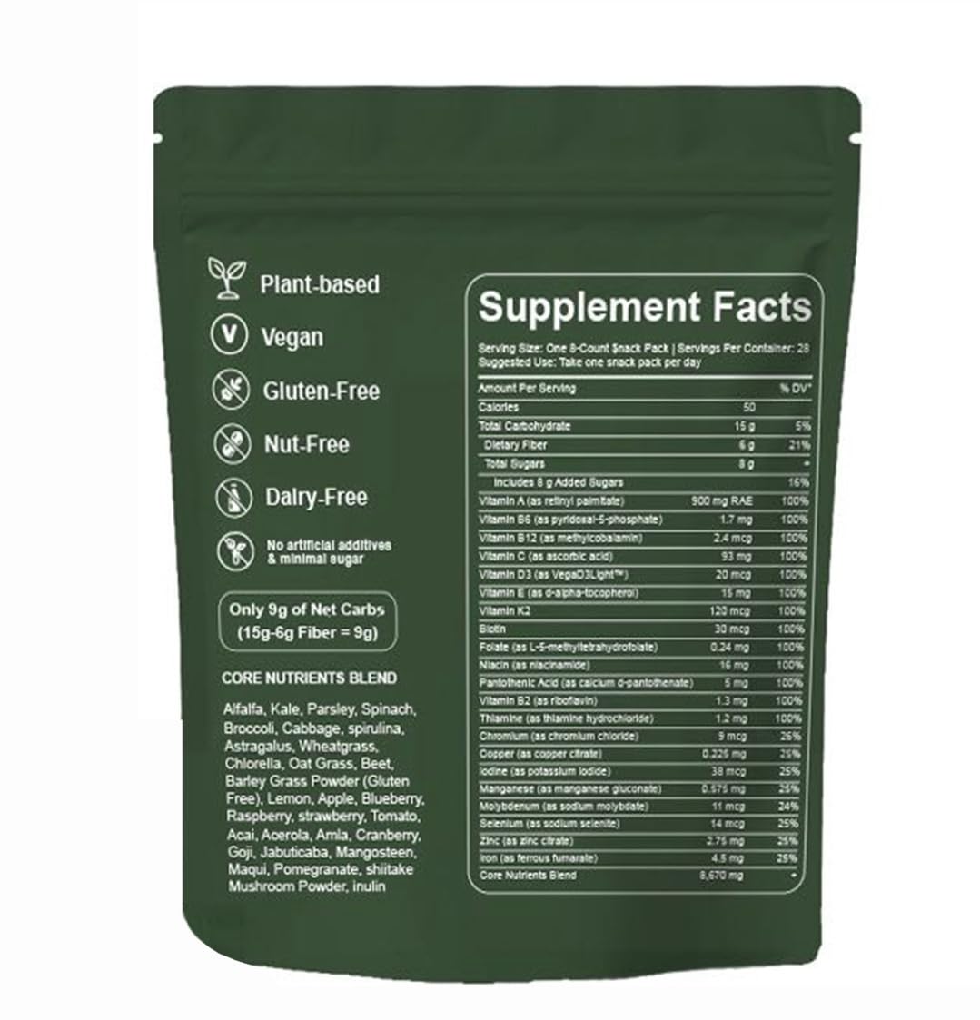 Organic Chlorella and Spirulina Gummies for Digestive Health - Multi-Vitamin and Mineral Supplement with 60+ Ingredients - 224 Daily Gummies