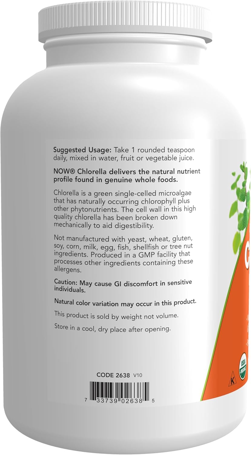 Organic Chlorella Powder 1lb: Rich in Chlorophyll, Beta-Carotene, Carotenoids, Vitamin C, Iron & Protein by NOW Foods