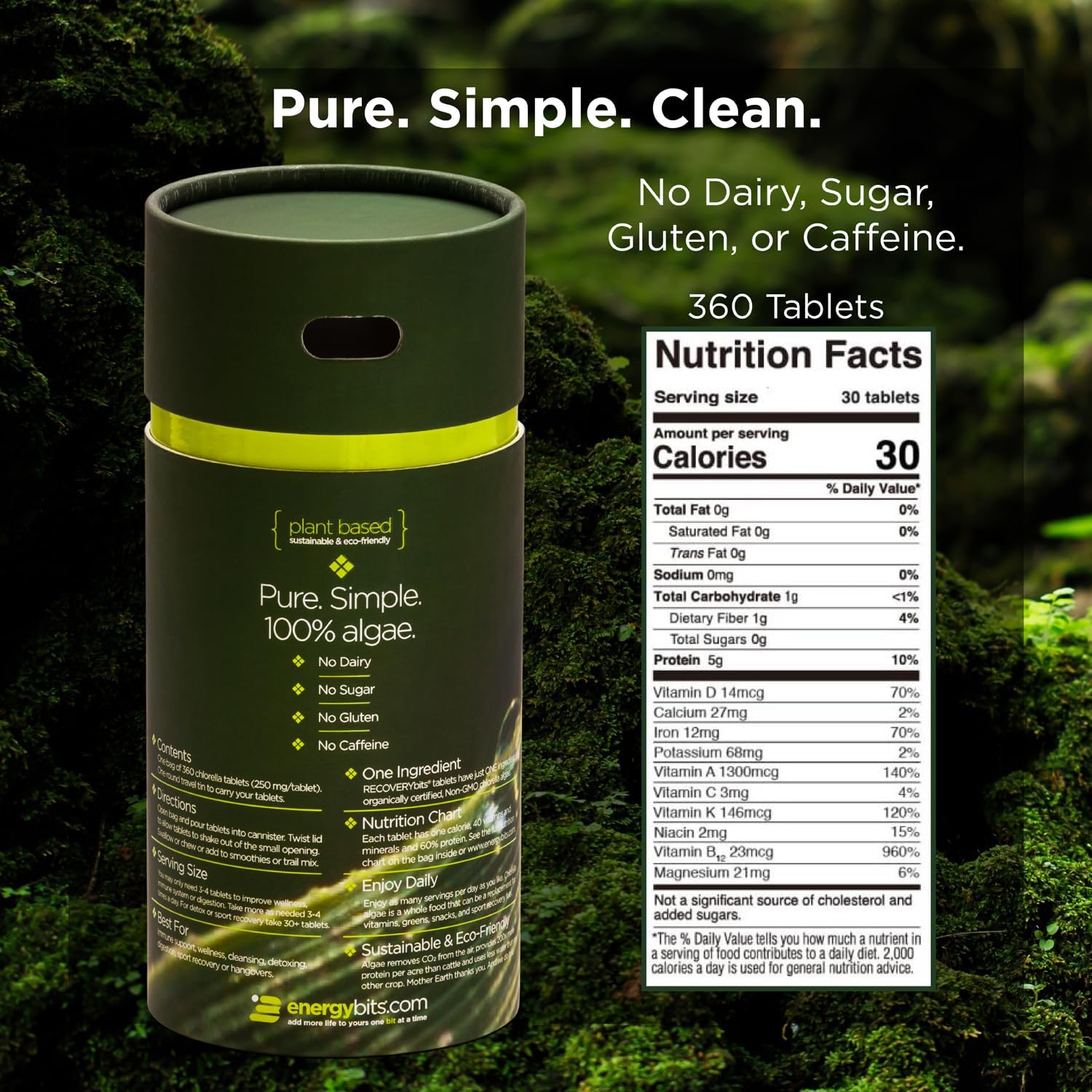 Organic Chlorella Tablets for Energy, Immune System, and Detox - Plant-Based Algae Superfood with Chlorophyll - 360 Tablets in Small Canister - Keto, Vegan, Non-GMO - BoostGo Australia