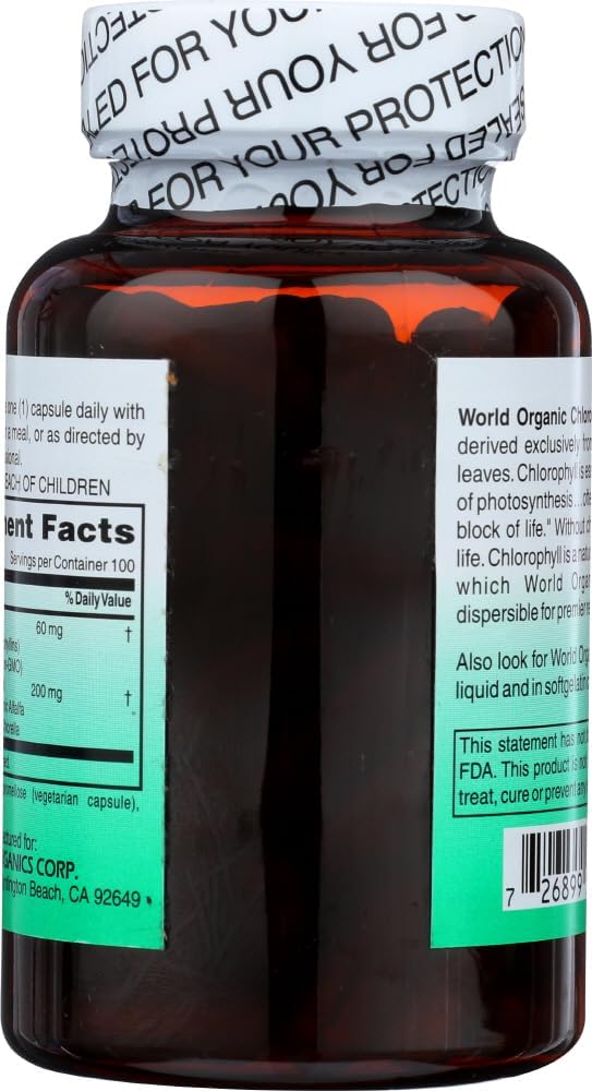 Organic Chlorophyll Capsules - 60MG, 100 Count - Natural Detox and Antioxidant Support