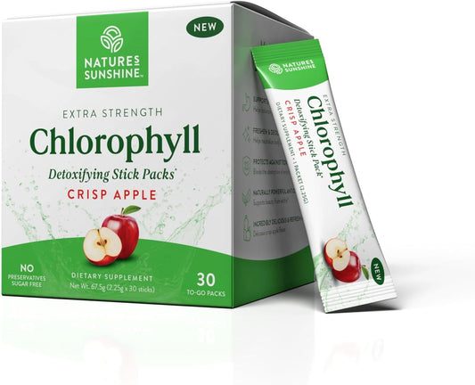 Organic Chlorophyll Stick Packs: Enhance Detox & Gut Health - Crisp Apple Flavor