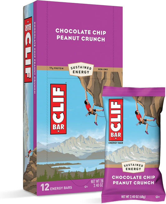 Organic Chocolate Chip Peanut Crunch Energy Bars - Plant Based - Vegetarian - Kosher - 2.4 oz Protein Bars, 12 Pack