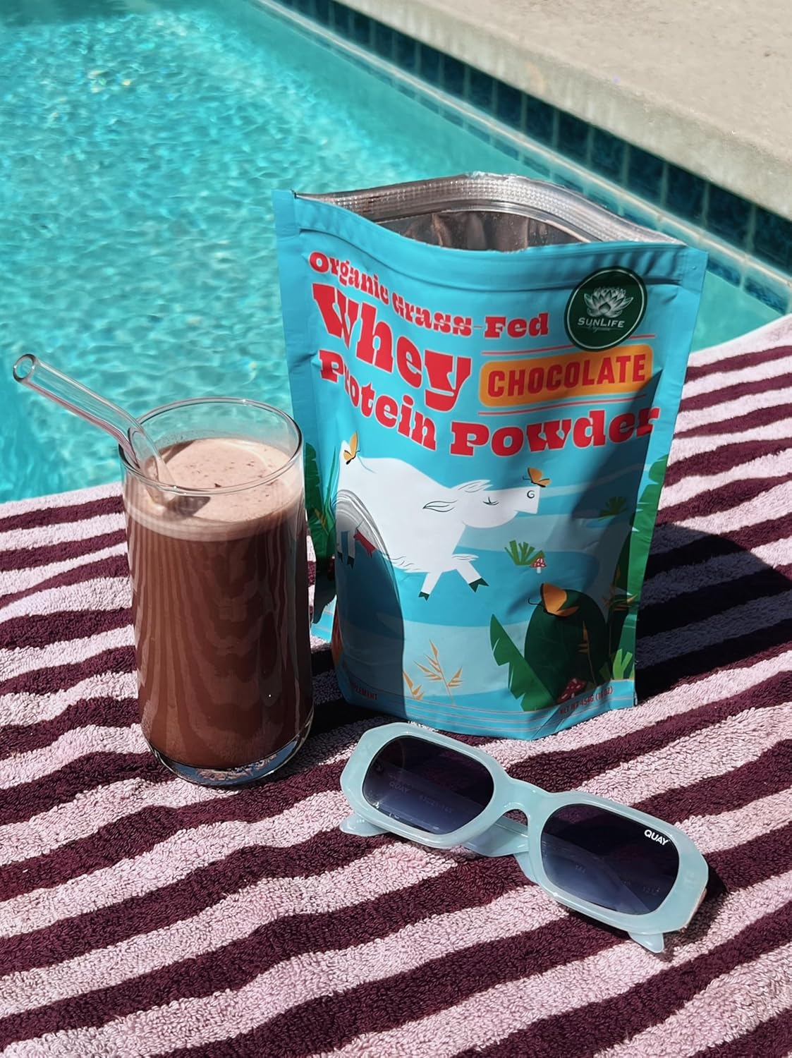 Organic Chocolate Grass Fed Whey Protein Powder - 100% Natural Protein for Men & Women (16 Oz)