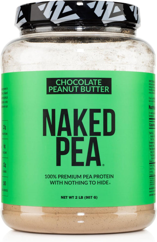Organic Chocolate Peanut Butter Protein Powder - Naked Pea Protein from US & Canadian Farms, Non-GMO, Gluten-Free, Supports Growth and Recovery - 21 Servings