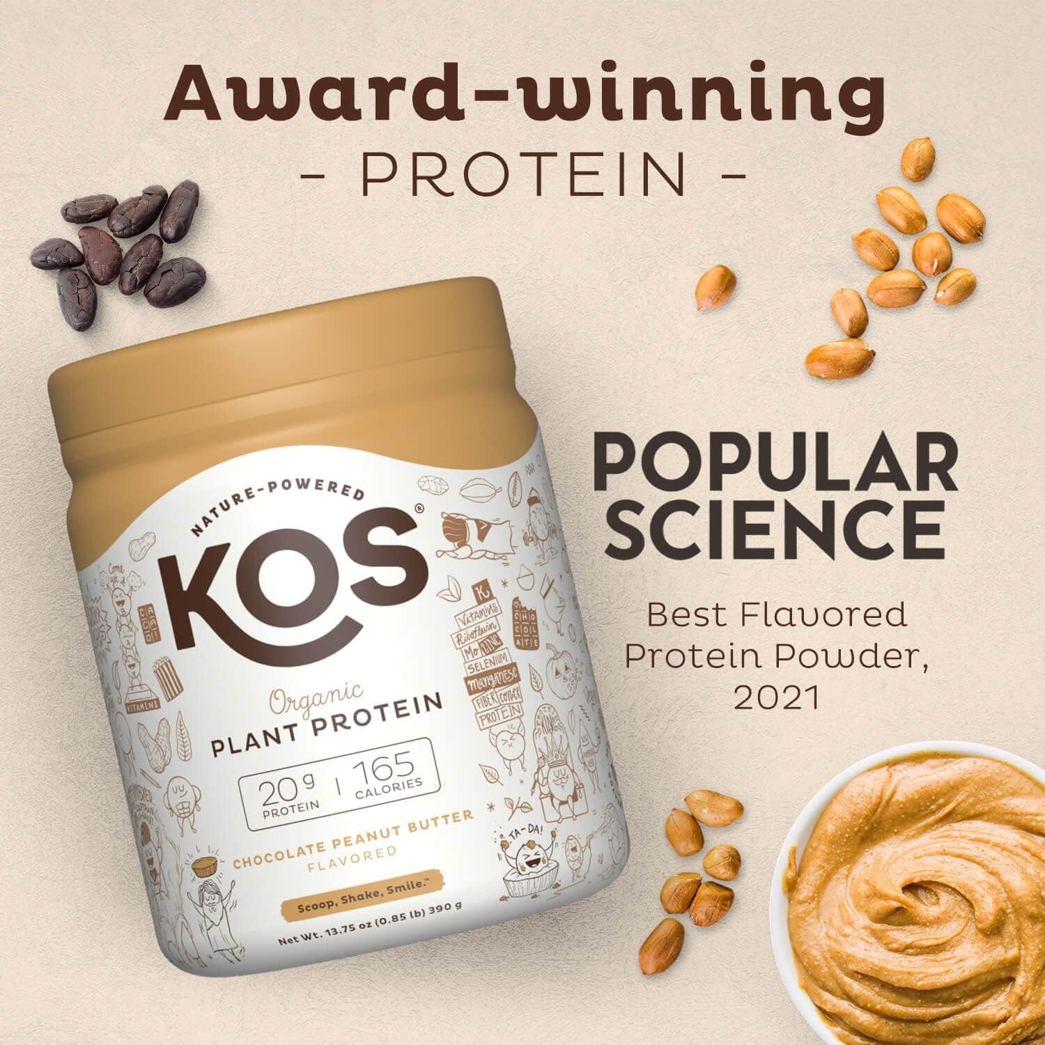 Organic Chocolate Peanut Butter Vegan Protein Powder - Low Carb Blend with Vitamins & Minerals - Keto, Soy, Dairy Free - 10 Servings