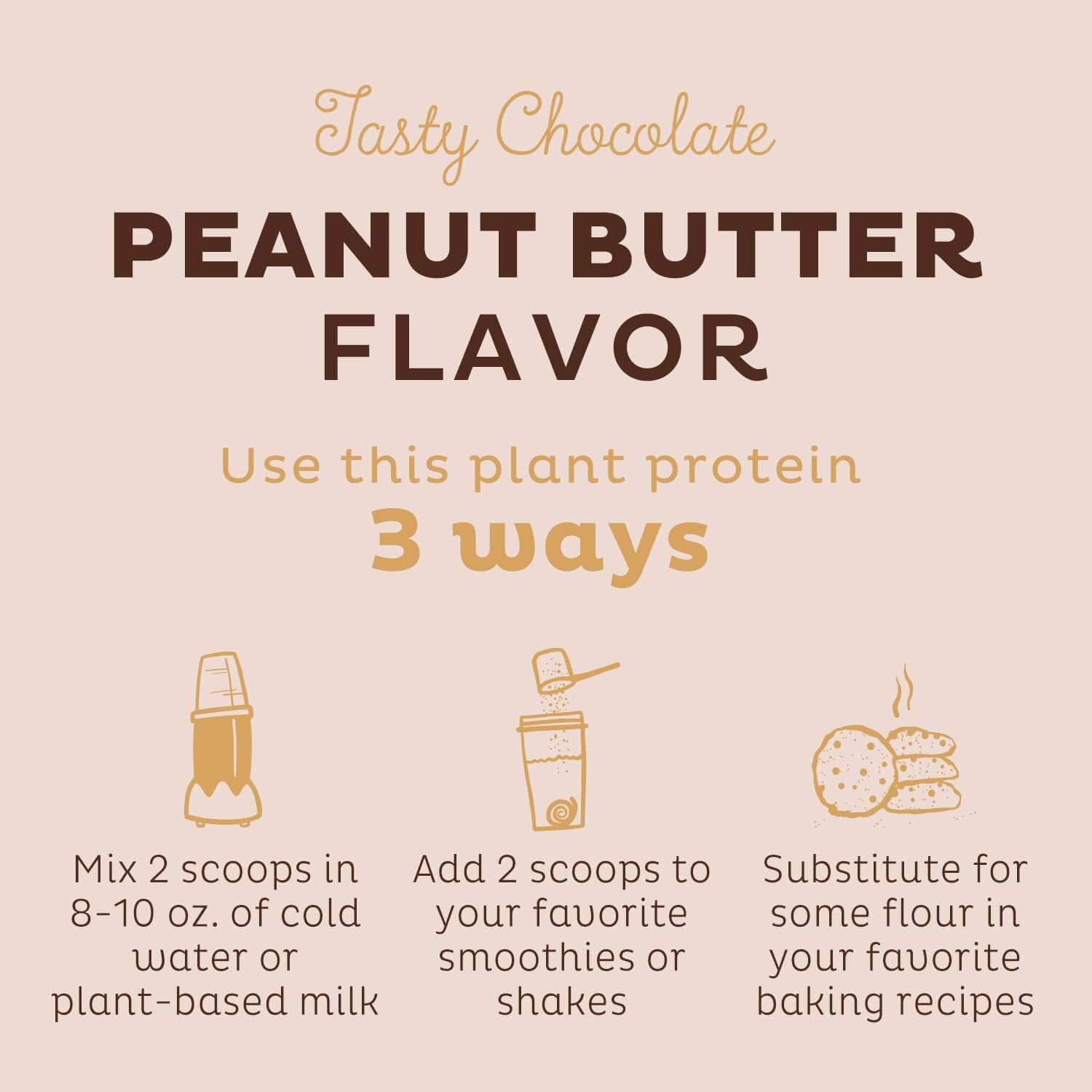Organic Chocolate Peanut Butter Vegan Protein Powder - Low Carb Blend with Vitamins & Minerals - Keto, Soy, Dairy Free - 10 Servings