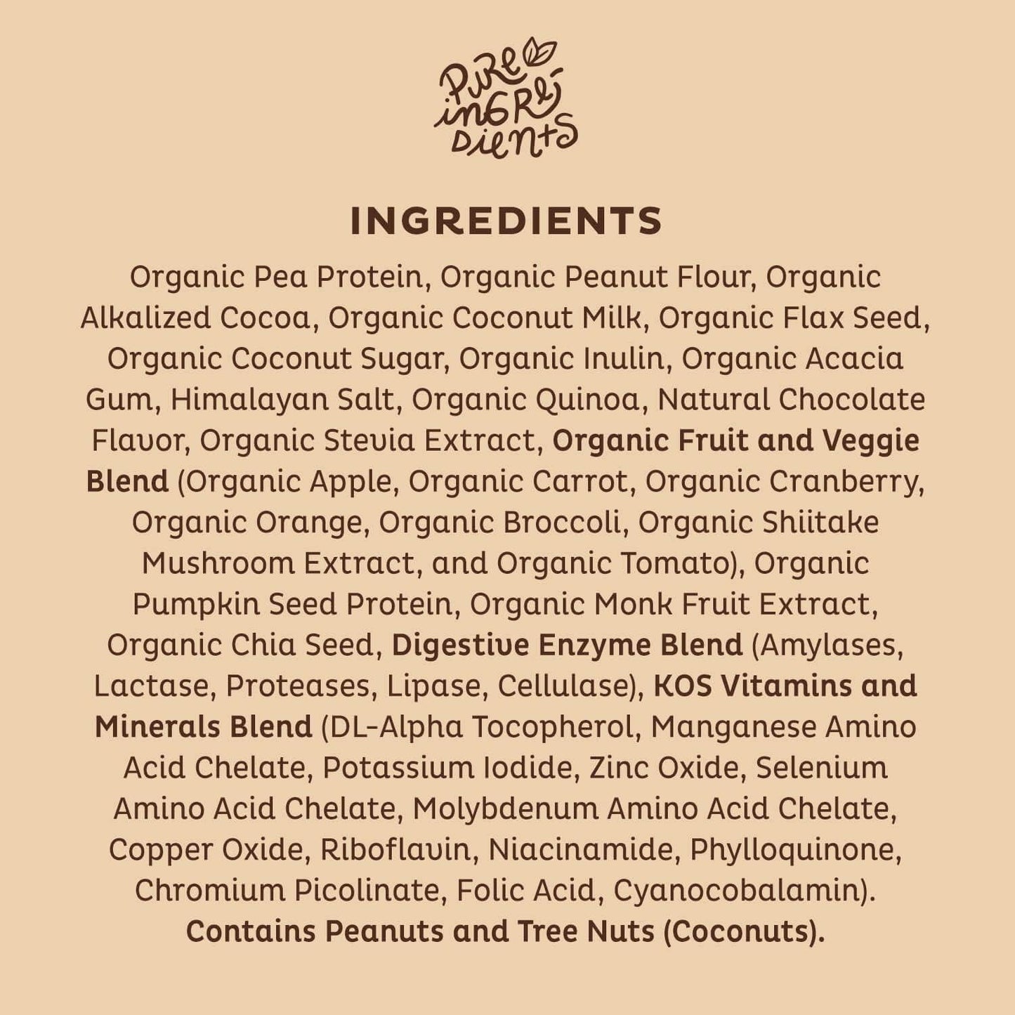 Organic Chocolate Peanut Butter Vegan Protein Powder - Low Carb Blend with Vitamins & Minerals - Keto, Soy, Dairy Free - 10 Servings