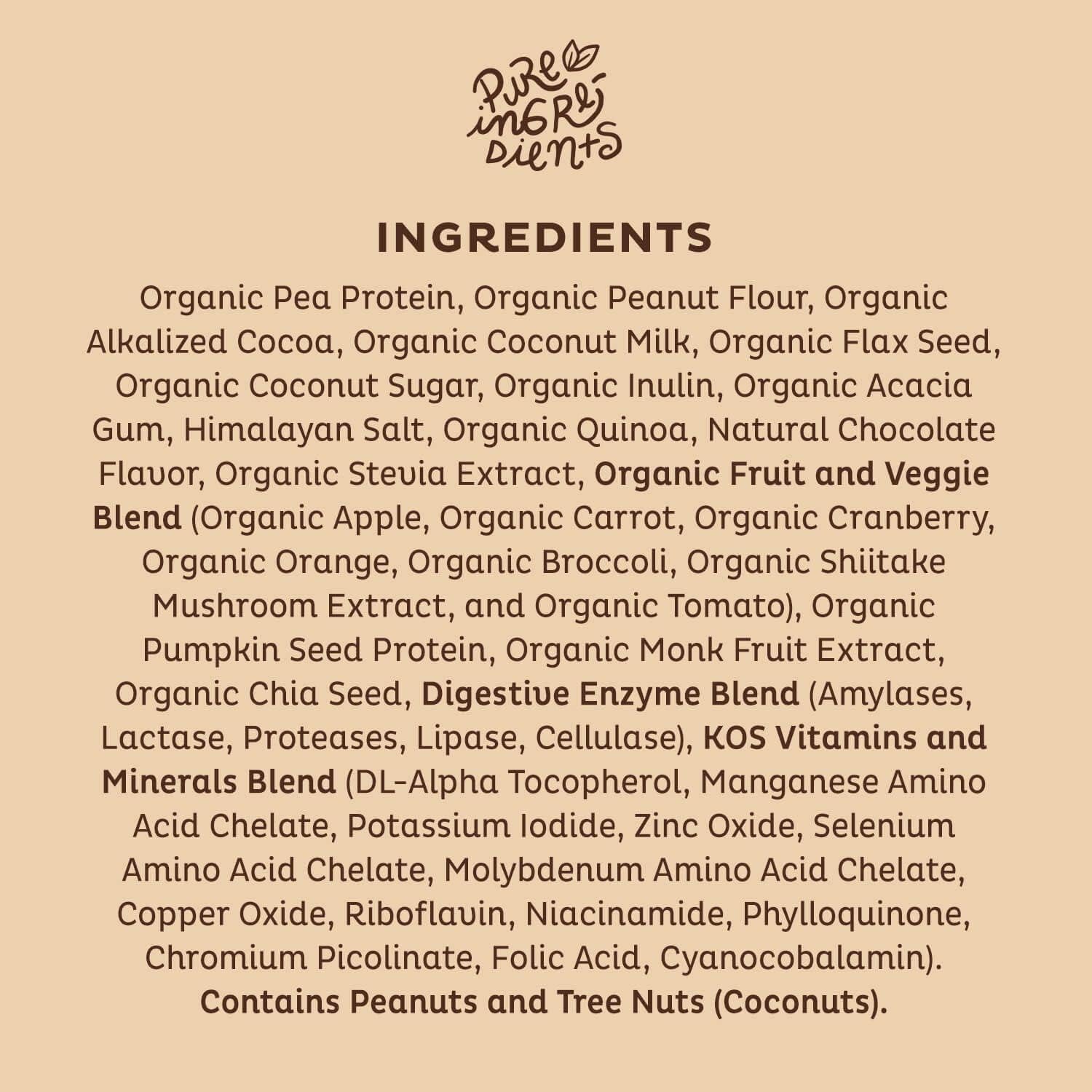 Organic Chocolate Peanut Butter Vegan Protein Powder - Low Carb Blend with Vitamins & Minerals - Keto, Soy, Dairy Free - 10 Servings
