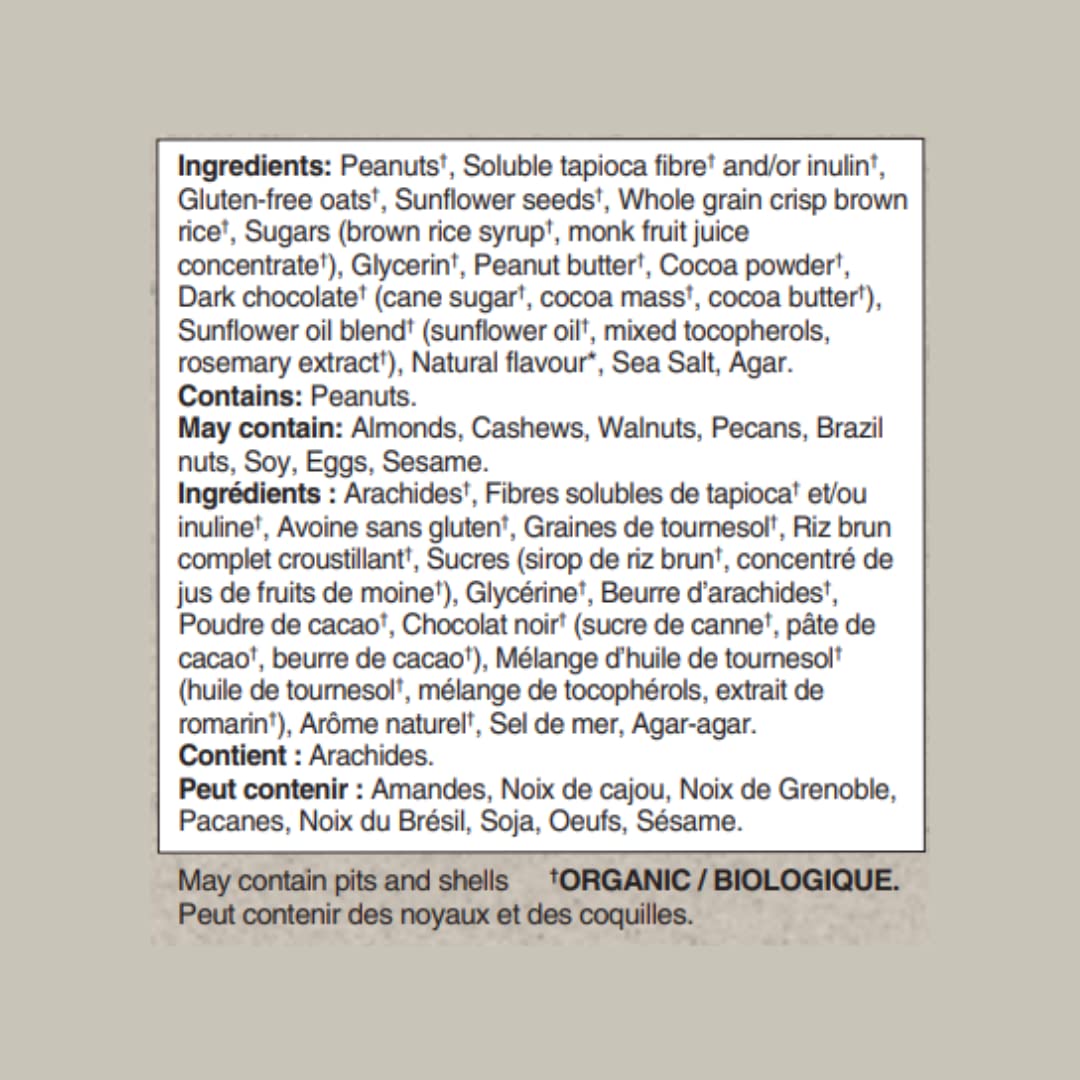 Organic Chocolate Peanut Energy Bars - Low Sugar, High Fiber Snack - 16 Count Pack