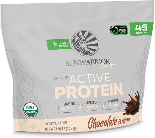 Organic Chocolate Vegan Protein Powder Blend | Plant Based BCAA Sugar Free Non-GMO Dairy Free | Sunwarrior 4.96lbs