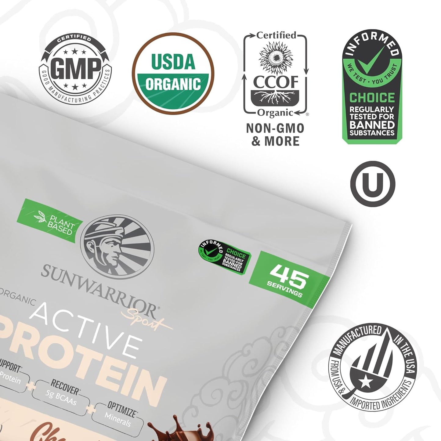 Organic Chocolate Vegan Protein Powder Blend | Plant Based BCAA Sugar Free Non-GMO Dairy Free | Sunwarrior 4.96lbs