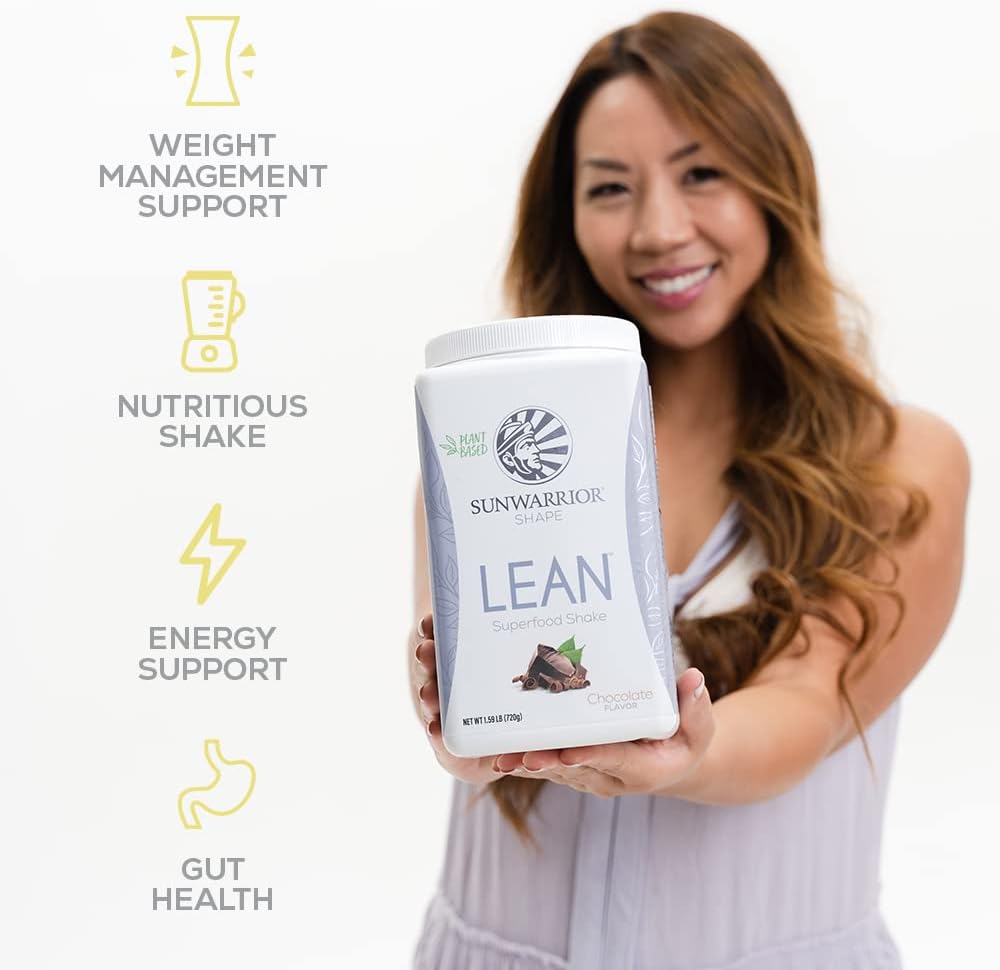 Organic Chocolate Vegan Protein Shake Meal Replacement with Superfoods - Non-GMO, Gluten Free, Dairy Free, Low Carb Plant Based Protein Supplement - 20 Servings for Lean Shape