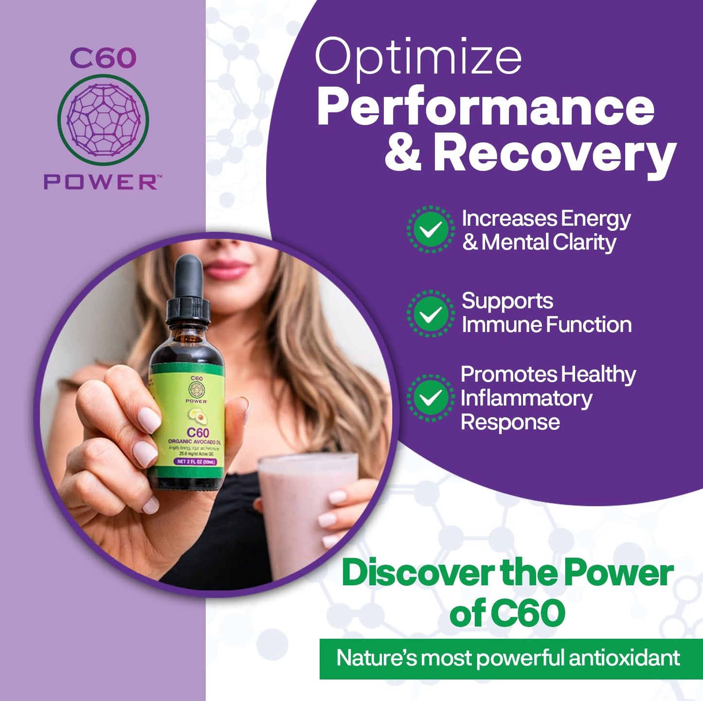 Organic Cinnamon Flavored C60 MCT Coconut Oil - Cold-Pressed with 99.99% Pure C60 Carbon Fullerenes for Energy & Focus (2oz)