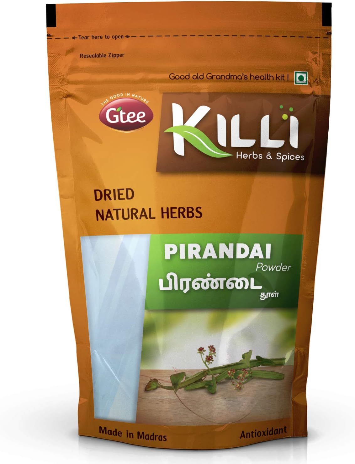 Organic Cissus Quadrangularis Powder - 100g | Veld Grape | Hadjod | Pirandai Supplement