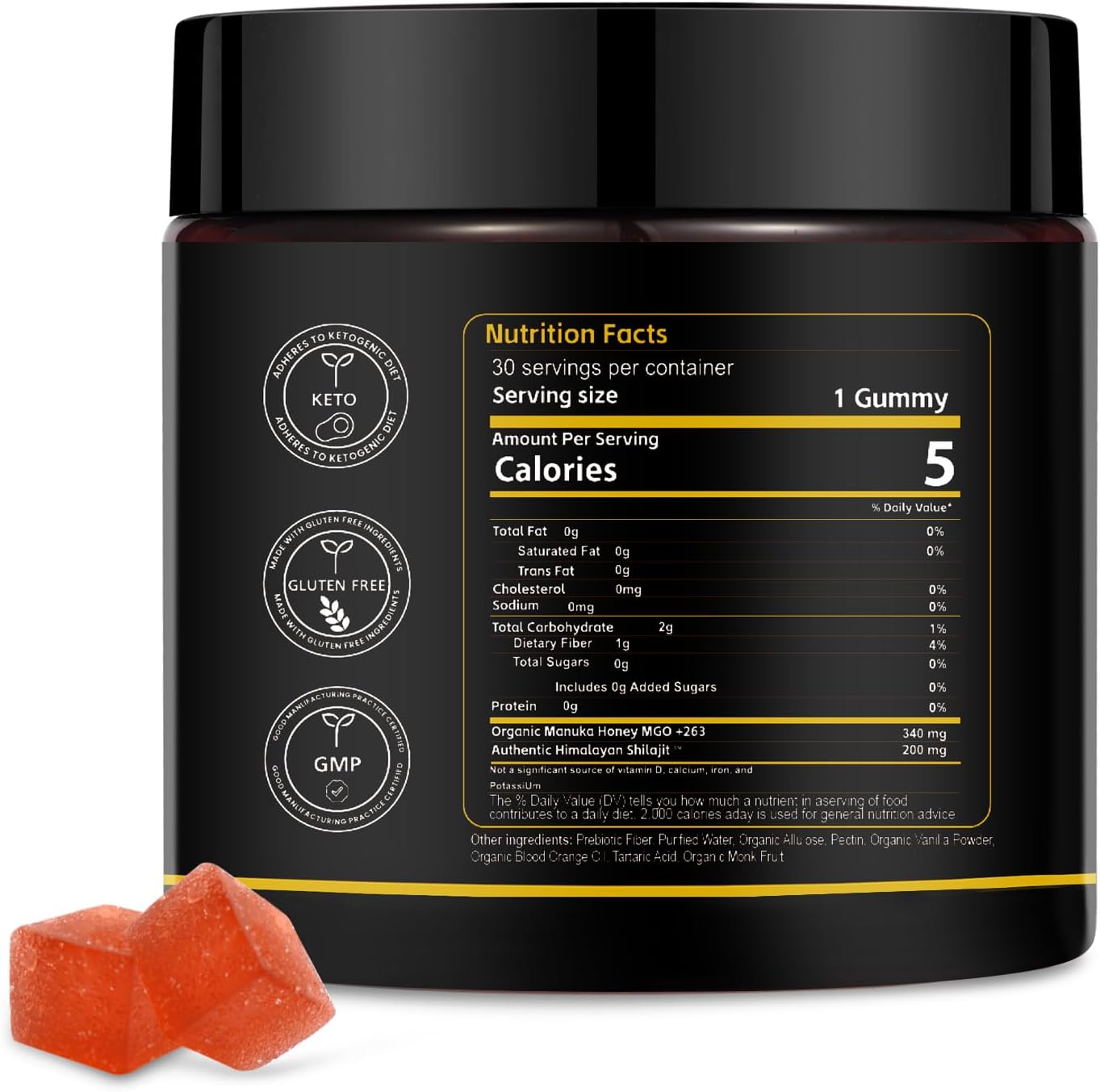 Organic Civavo Himalayan Shilajit Gummies for Energy & Strength - 30 Count