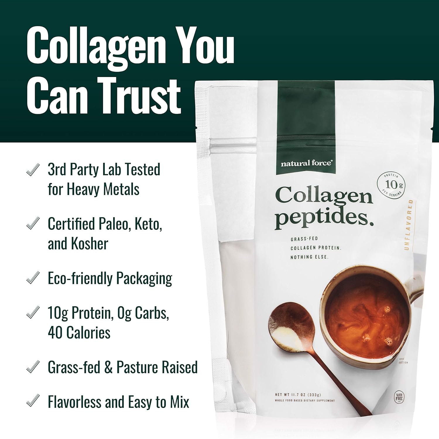 Organic Clean Coffee, Collagen Peptides, and C8 MCT Oil Bundle - Toxin-Free, Grass-Fed, Non-GMO, Keto, Paleo - 12 Oz, 11.7 Oz, 32 Oz