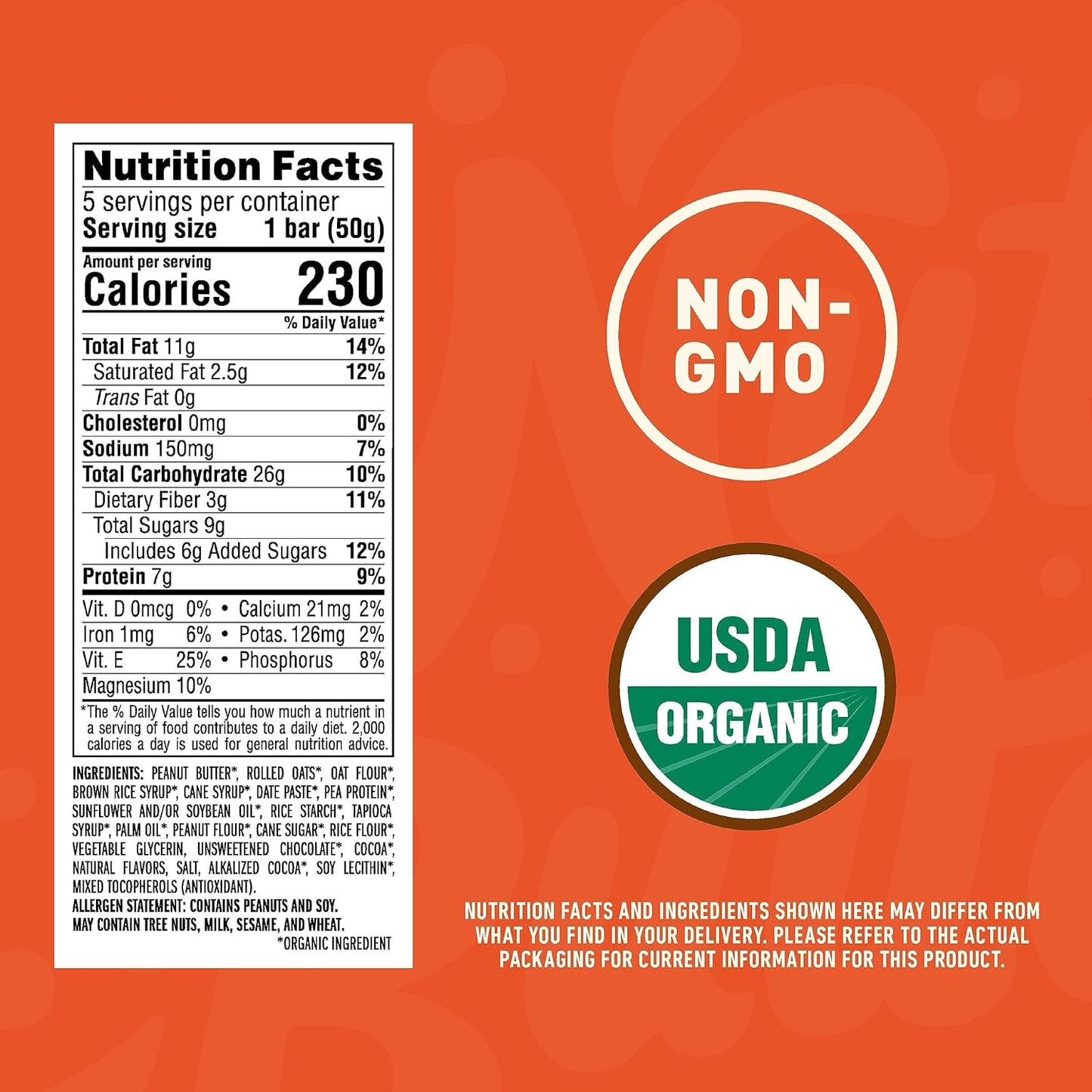 Organic Clif Nut Butter Bar Variety Pack - Peanut Butter Energy Bars - Plant-Based Snack - Non-GMO - Low Glycemic - 1.76 oz (12 Bars)