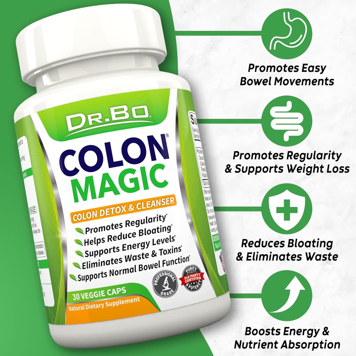 Organic Coconut Charcoal Pills for Colon Cleanse & Detox - Dr. BO Activated Charcoal Capsules for Stomach Gas Relief in Men, Women, and Kids - Natural Intestinal Cleanse Supplement for Healthy Bowel Movements