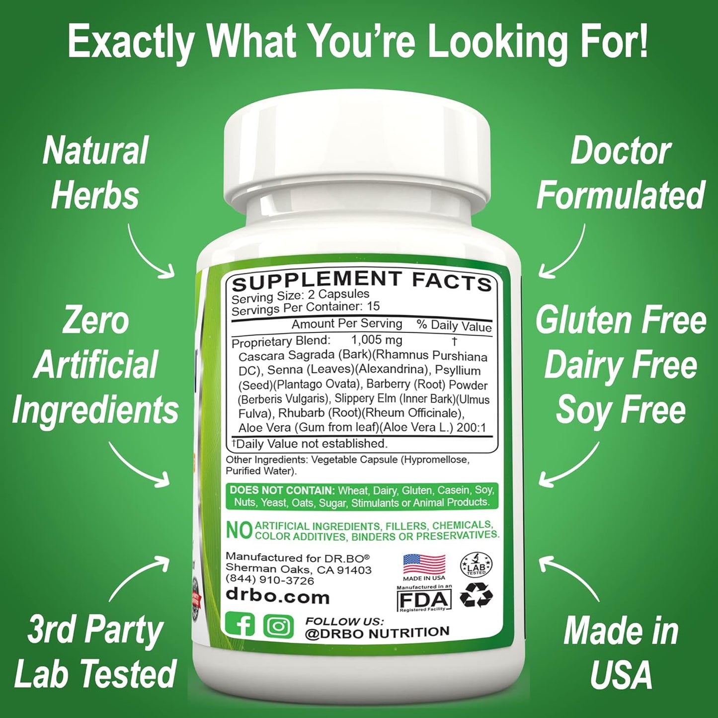 Organic Coconut Charcoal Pills for Colon Cleanse & Detox - Dr. BO Activated Charcoal Capsules for Stomach Gas Relief in Men, Women, and Kids - Natural Intestinal Cleanse Supplement for Healthy Bowel Movements