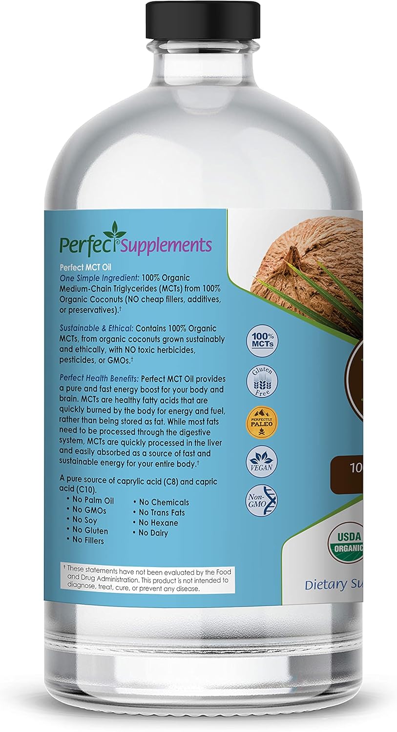 Organic Coconut MCT Oil - 30oz - Unflavored, Sustainable Energy for Body & Brain