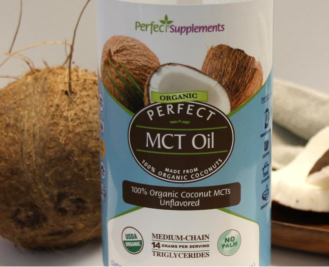 Organic Coconut MCT Oil - 30oz - Unflavored, Sustainable Energy for Body & Brain