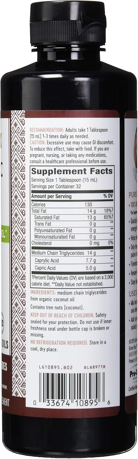 Organic Coconut MCT Oil, Non-GMO, Gluten-Free, 14g MCTs Per Serving, 16oz - Pack of 2 by Nature's Way