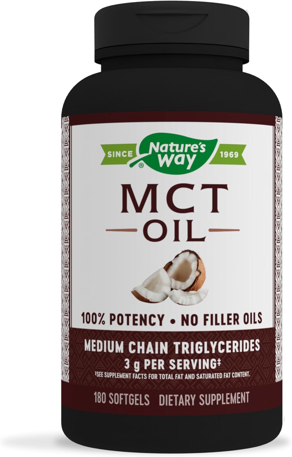 Organic Coconut MCT Oil Softgels for Keto and Paleo Diets, Gluten Free Brain and Body Fuel from Nature's Way