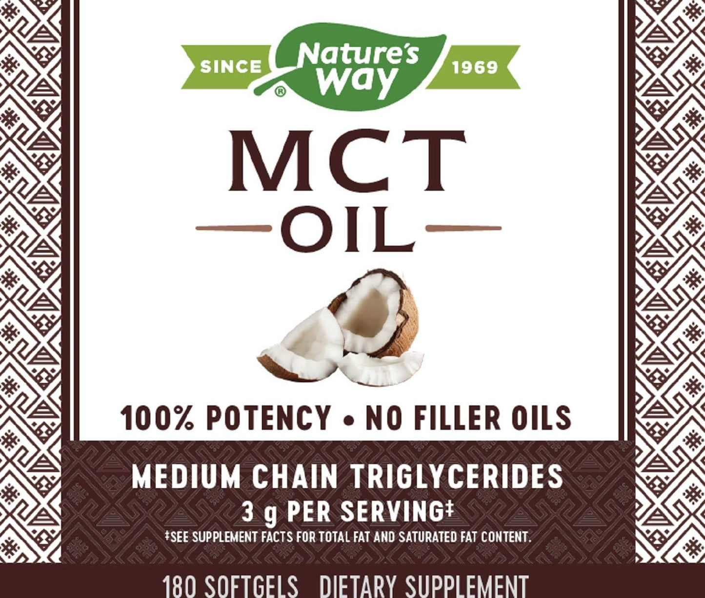 Organic Coconut MCT Oil Softgels for Keto and Paleo Diets, Gluten Free Brain and Body Fuel from Nature's Way