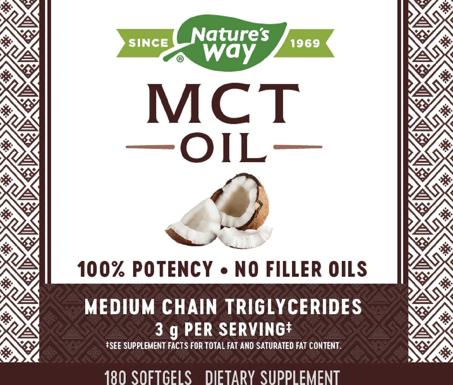 Organic Coconut MCT Oil Softgels for Keto and Paleo Diets, Gluten Free Brain and Body Fuel from Nature's Way