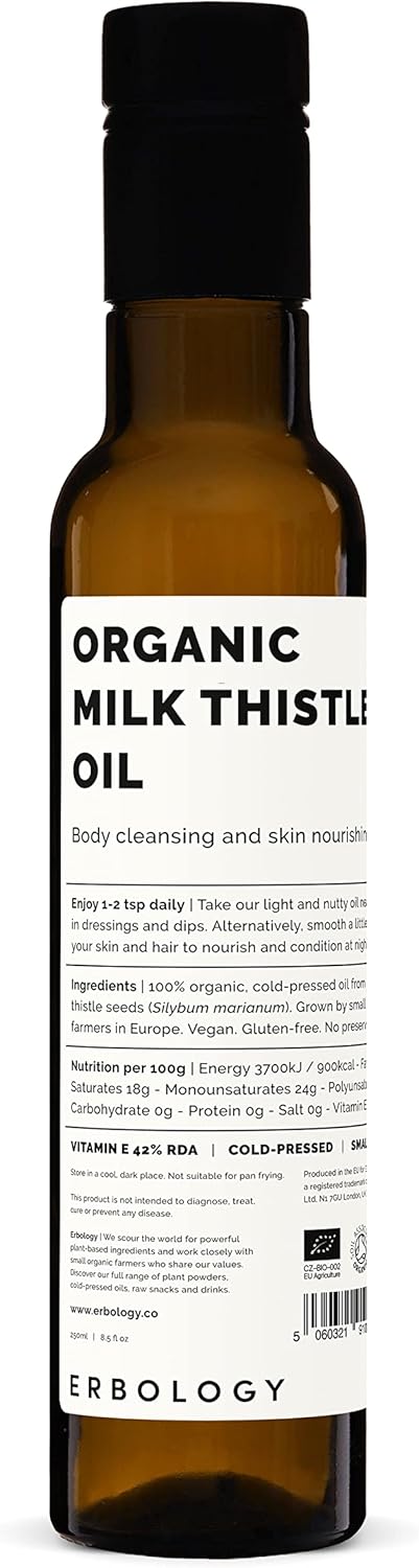 Organic Cold-Pressed Milk Thistle Oil - 8.5 fl oz Bottle - High Vitamin E Content - Detoxifying - Non GMO - Farm Fresh - No Additives