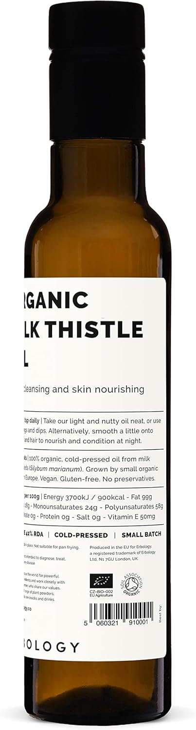 Organic Cold-Pressed Milk Thistle Oil - 8.5 fl oz Bottle - High Vitamin E Content - Detoxifying - Non GMO - Farm Fresh - No Additives
