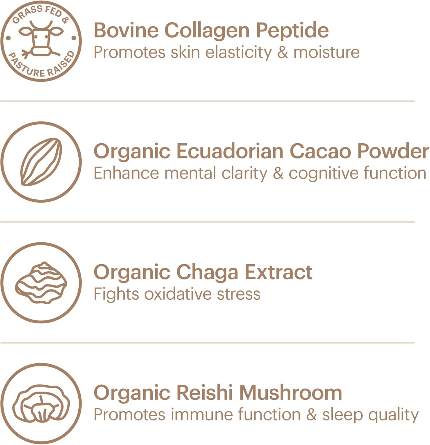 Organic Collagen Superfood Powder with Cacao, Mushroom Extracts, and Matcha - Stress Relief, Allergen-Free & Non-GMO