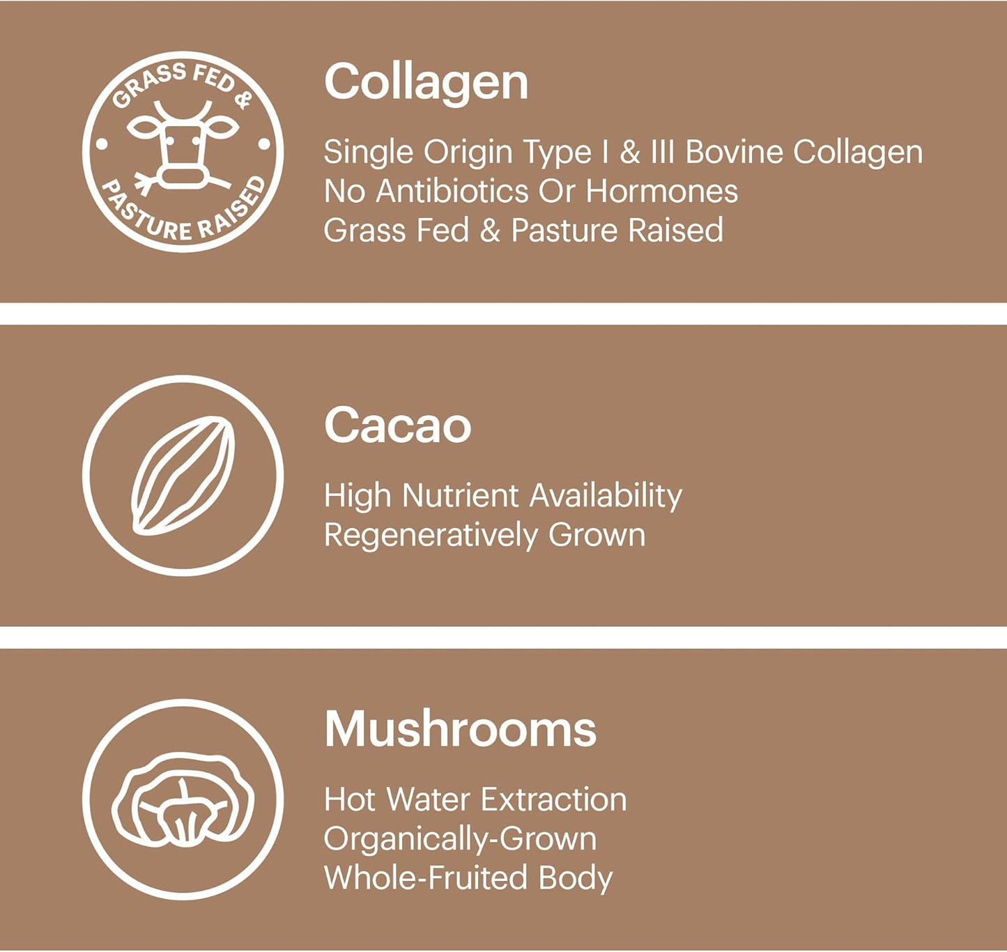 Organic Collagen Superfood Powder with Cacao, Mushroom Extracts, and Matcha - Stress Relief, Allergen-Free & Non-GMO