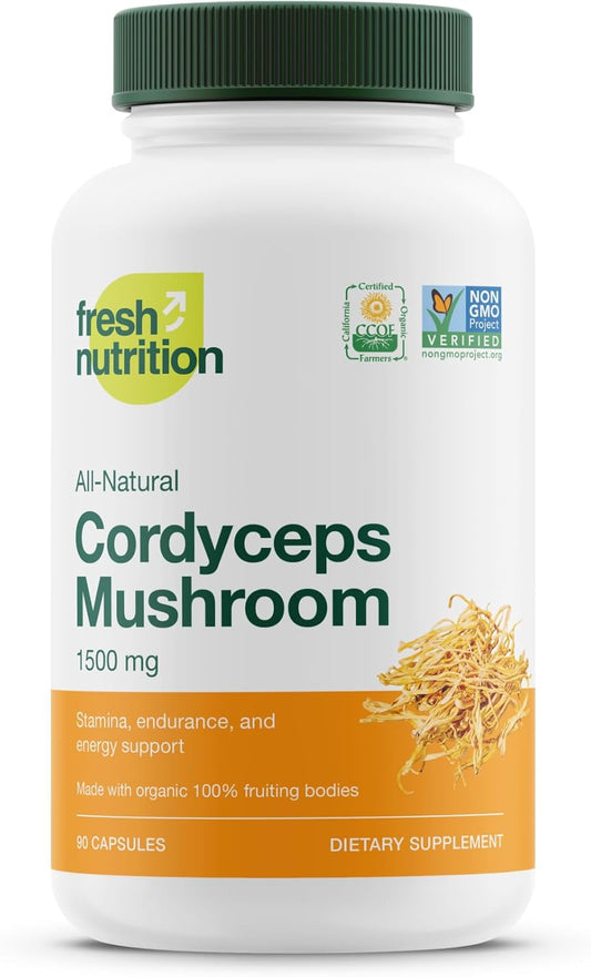 Organic Cordyceps Capsules - 1500mg Per Serving - Energy & Stamina Support - Rich in Alpha Glucan - Vegan, Non GMO - 90 Capsules - BoostGo Australia