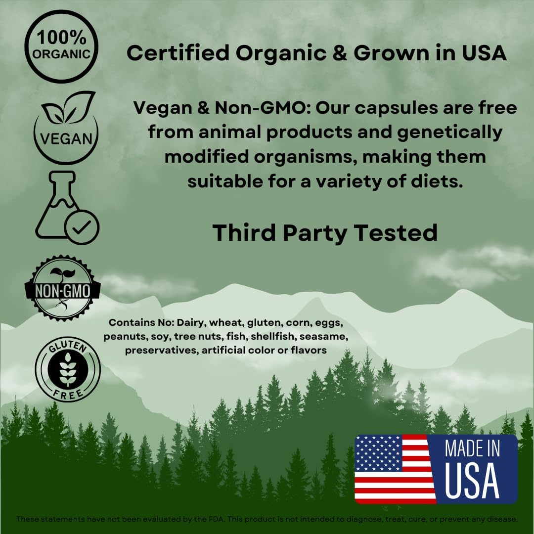 Organic Cordyceps Mushroom Capsules for Natural Energy & Stamina - Vegan Adaptogen Supplement for Immune Health - Pure & Non-GMO - 60 Capsules