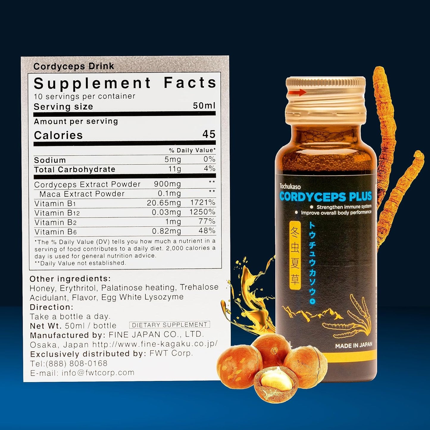 Organic Cordyceps Mushroom & Macadamia Blend Liquid Drops - Premium Energy & Immunity Supplement with Adaptogenic Mushrooms (Pack of 10)