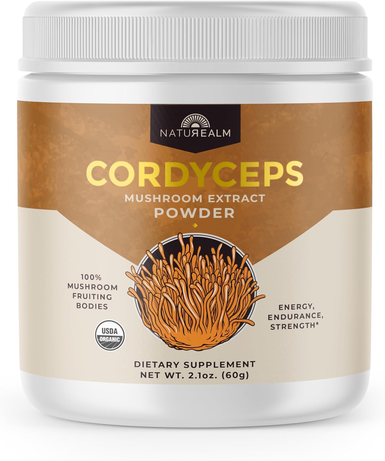 Organic Cordyceps Mushroom Powder Supplement for Energy, Endurance & Immune Support - Vegan, Non-GMO Formula - 60-Day Supply