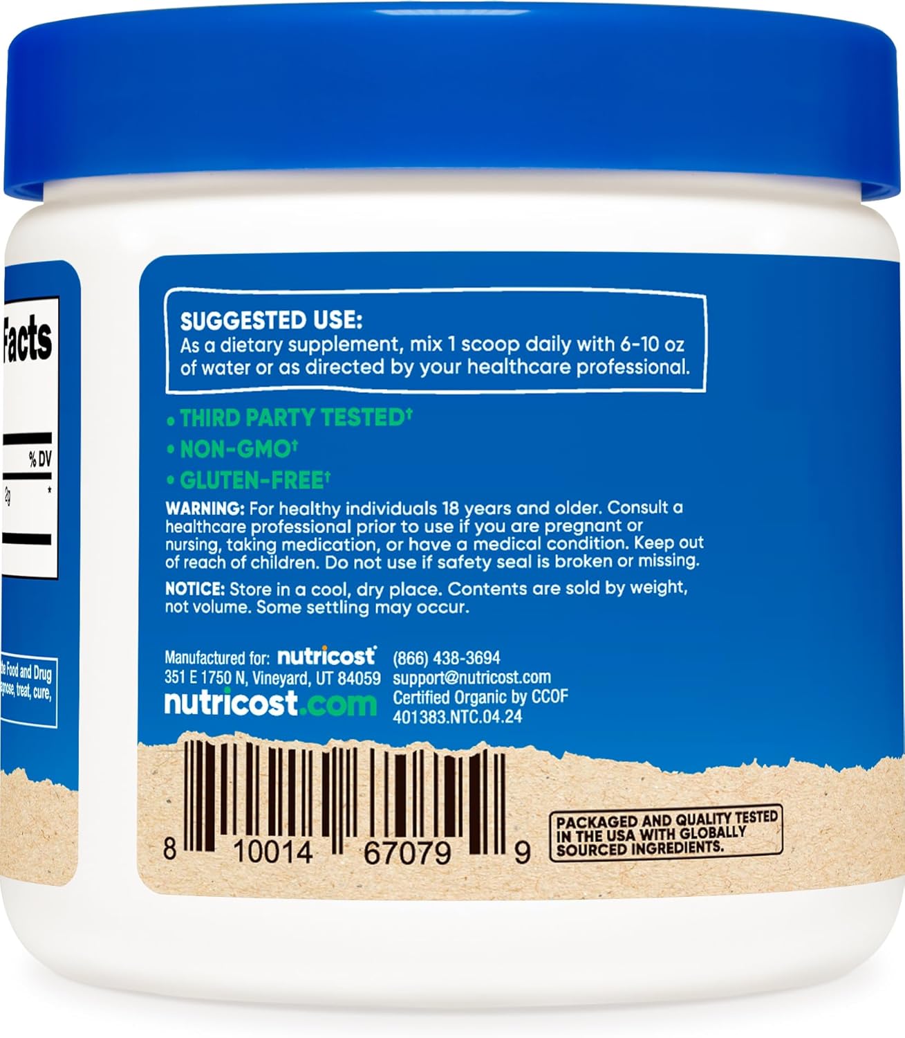 Organic Cordyceps Powder 100g - USDA Certified, Non-GMO, Gluten Free by Nutricost