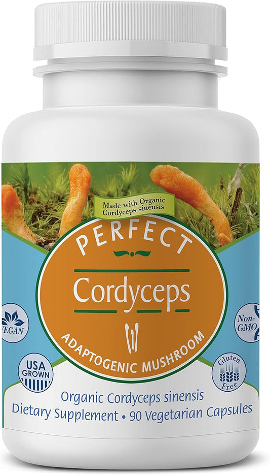 Organic Cordyceps Supplement - 90 Vegetable Capsules - Boost Energy, Endurance & Strength - Adaptogenic Herbal Formula