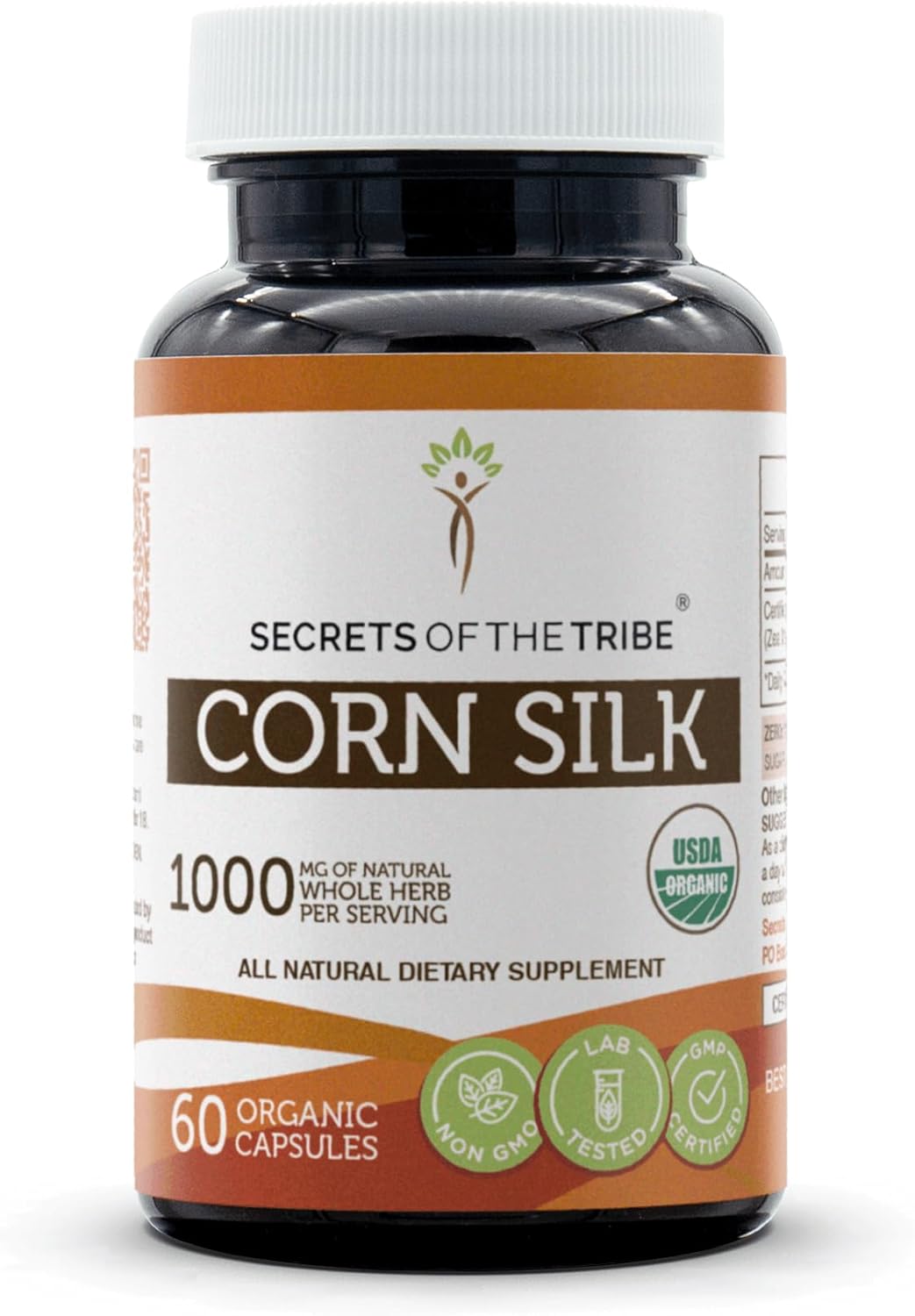 Organic Corn Silk Capsules - 1000mg, USDA Certified, Dried Zea Mays Silk - 60 Capsules