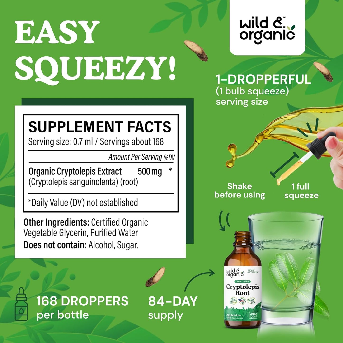 Organic Cryptolepis Tincture for Detox & Immune Support - 2-Month Supply - Liquid Root Extract - Vegan & Alcohol-Free - 4 fl oz