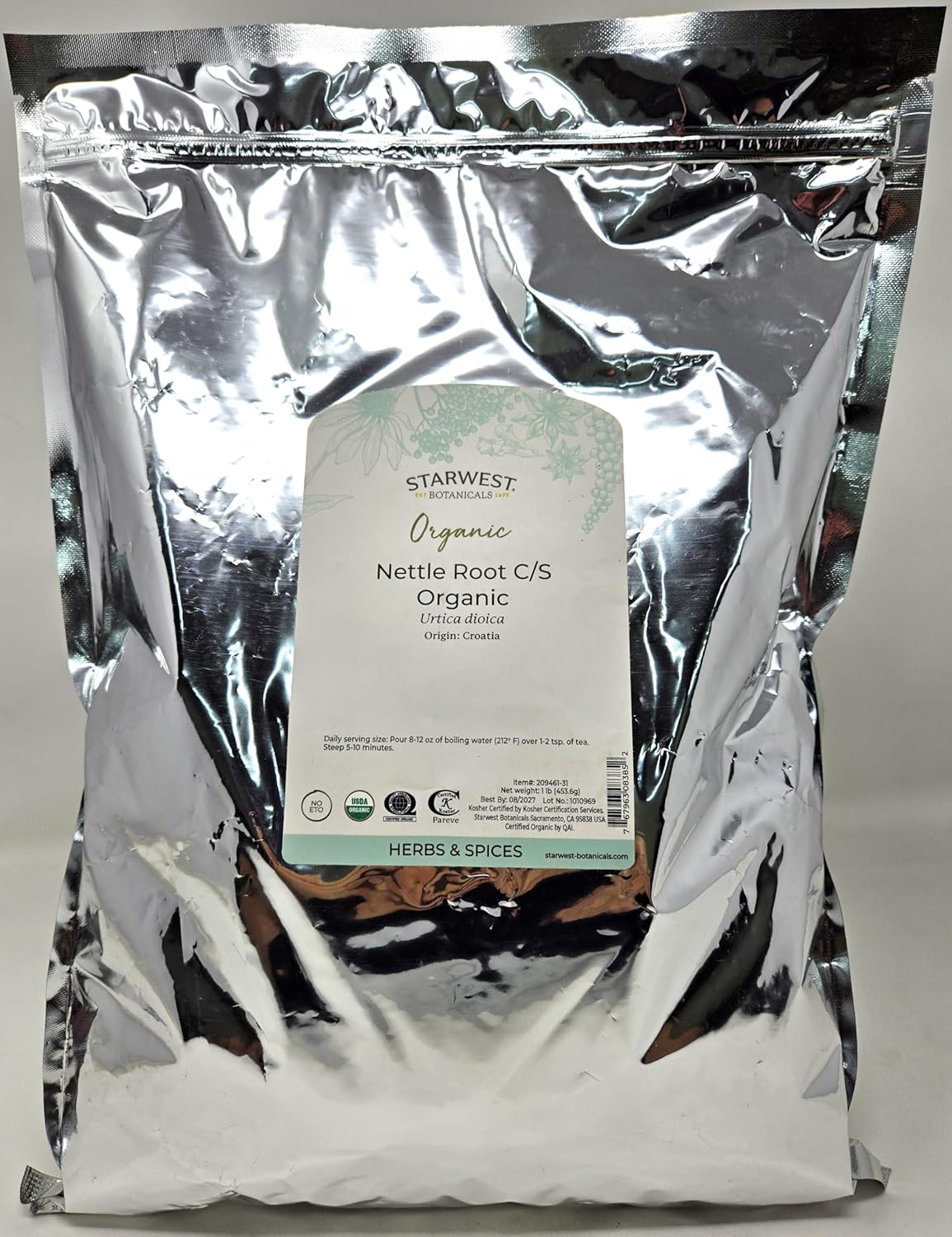 Organic Cut & Sifted Nettle Root by Starwest Botanicals - 1 lb Pack, Urtica dioica