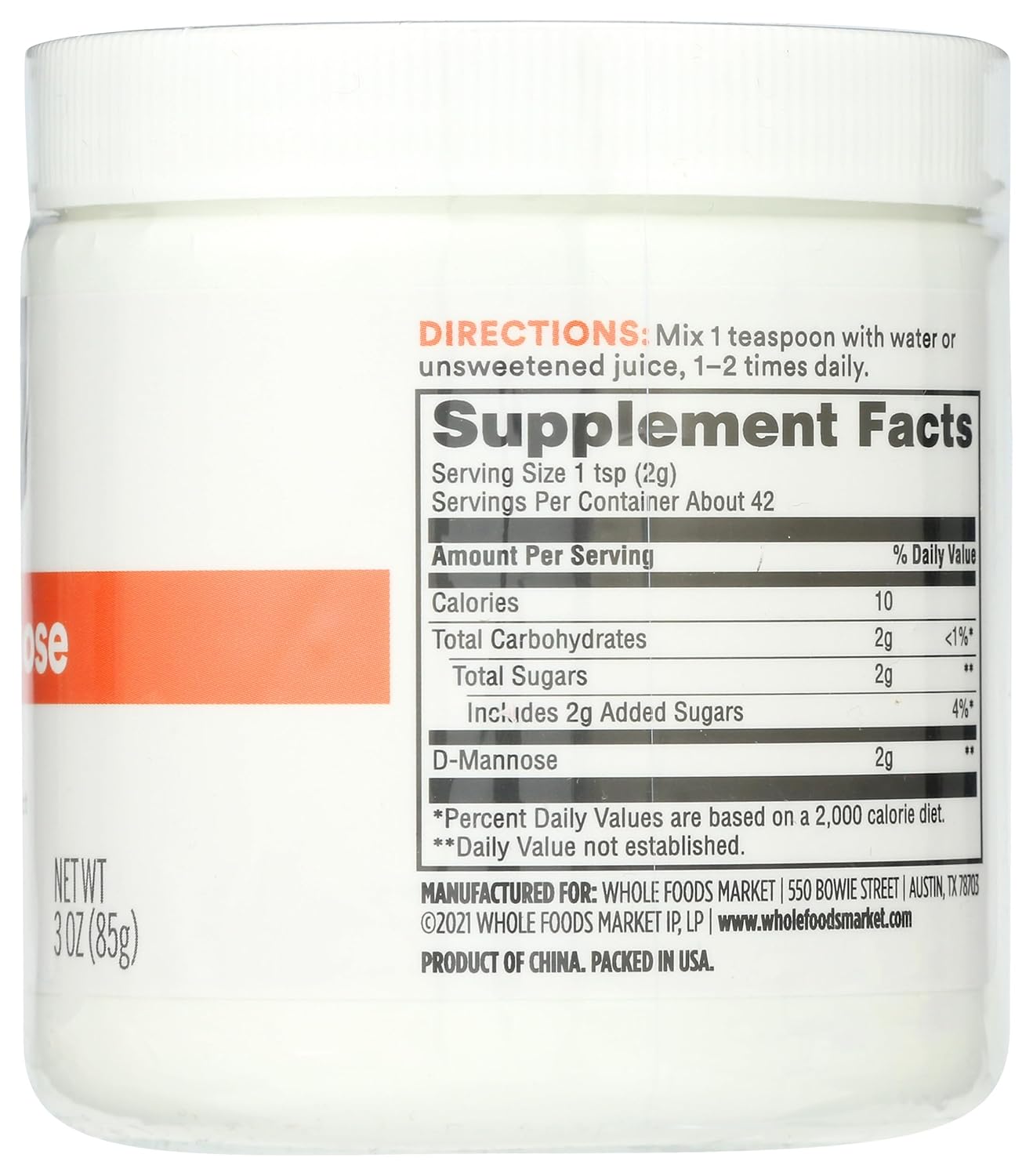 Organic D Mannose Powder - 3 Ounce by Whole Foods Market