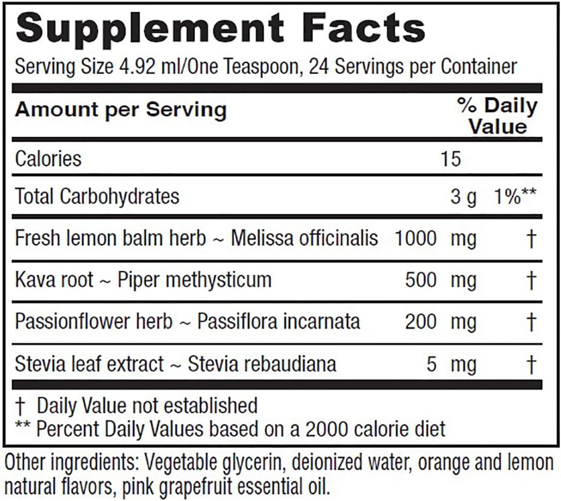 Organic Daily Calm Tonic Liquid Supplement for Stress Relief - Lemon Balm, Kava Kava, Passion Flower - Dr. Formulated - Vegan - 4 oz