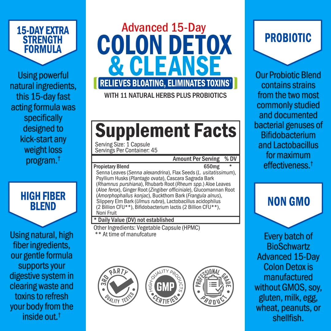 Organic Daily Fruits and Veggies Supplement with 15-Day Colon Cleanse for Women and Men - 1 Month Supply