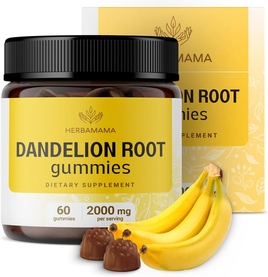 Organic Dandelion Root Gummies - 2000mg Detox & Cleanse for Liver & Kidney - Vegan Liver Support - 60 Banana-Flavored Chews - BoostGo Australia