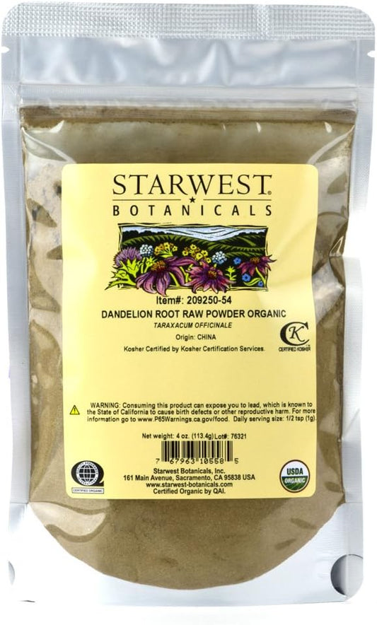 Organic Dandelion Root Powder - 4 oz by Starwest Botanicals